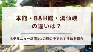 【ホテルニュー塩原】本館・B&H館・湯仙峡の違いを比較｜部屋・温泉・施設・価格が一目でわかる！